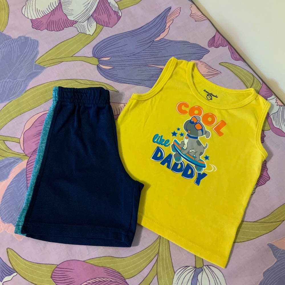 Like New Cool Like Daddy Print Tee & Shorts Baby Boy Set 18M